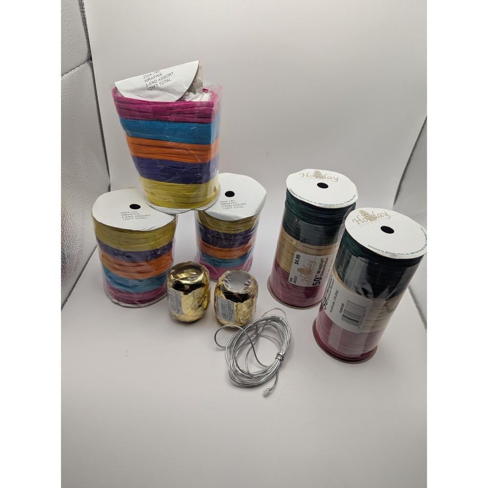 Vtg Ribbon Assortment Curling Ribbon Wraphia Ribbon Colorful Holiday Over 500 ft